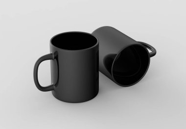 Siyah kupa izole üzerinde açık gri renkli kadar sahte. 3D çizim