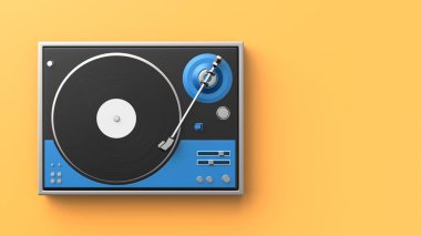 Retro kayıt - renkli background.3d illüstrasyon izole vinil oyuncu