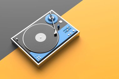 Retro kayıt - renkli background.3d illüstrasyon izole vinil oyuncu