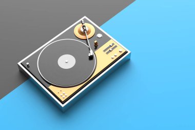 Retro kayıt - renkli background.3d illüstrasyon izole vinil oyuncu