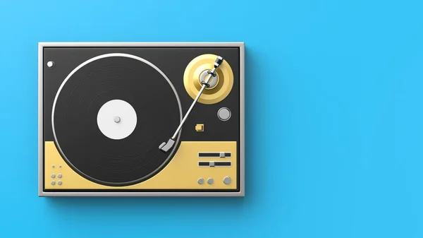 Retro Record Vinyl Player Isolated Colored Background Illustration — Stock Photo, Image