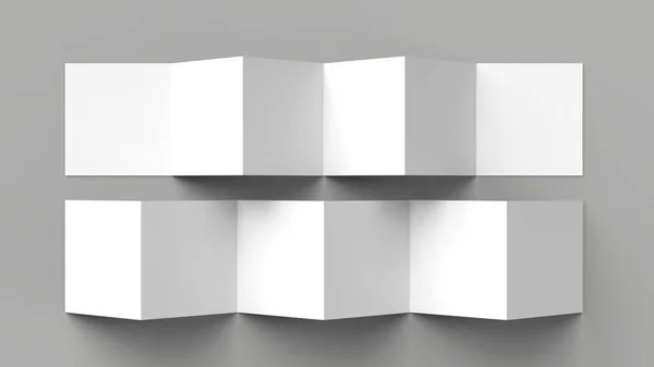 Seitiges Faltblatt Panel Akkordeonfaltung Fach Quadratische Broschüre Attrappe Isoliert Auf — Stockfoto