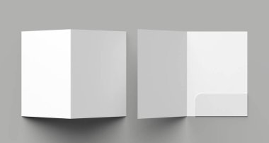 A4 boyutu tek cep güçlendirilmiş klasör üzerinde izole gri arka plan dalga geçiyorsunuz. 3D çizim