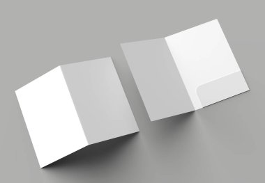 A4 boyutu tek cep güçlendirilmiş klasör üzerinde izole gri arka plan dalga geçiyorsunuz. 3D çizim