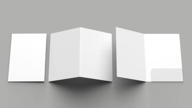A4 boyutu tek cep güçlendirilmiş klasör üzerinde izole gri arka plan dalga geçiyorsunuz. 3D çizim