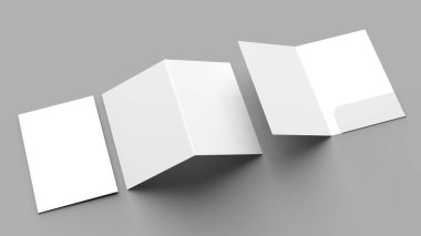 A4 boyutu tek cep güçlendirilmiş klasör üzerinde izole gri arka plan dalga geçiyorsunuz. 3D çizim