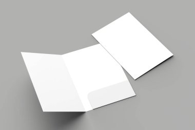A4 boyutu tek cep güçlendirilmiş klasör üzerinde izole gri arka plan dalga geçiyorsunuz. 3D çizim