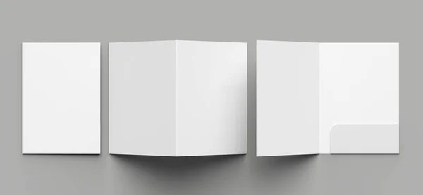 A4 boyutu tek cep güçlendirilmiş klasör üzerinde izole gri arka plan dalga geçiyorsunuz. 3D çizim