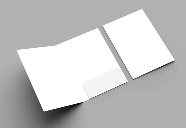 Size Single Pocket Reinforced Folder Mock Isolated Gray Background Illustration — Stock Photo, Image