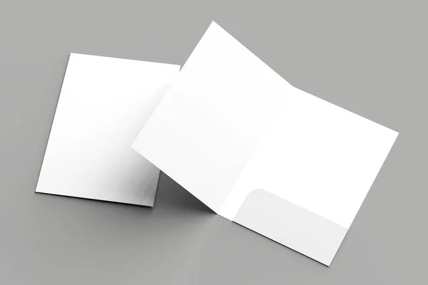 Size Single Pocket Reinforced Folder Mock Isolated Gray Background Illustration — Stock Photo, Image