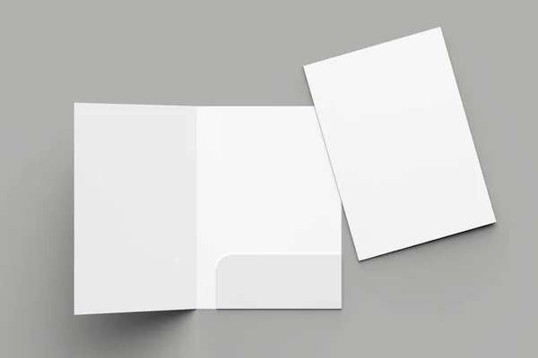 Size Single Pocket Reinforced Folder Mock Isolated Gray Background Illustration — Stock Photo, Image