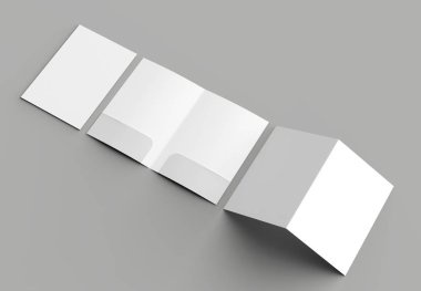 A4 boyutu iki cepler güçlendirilmiş klasör üzerinde izole gri arka plan kadar sahte. 3D çizim