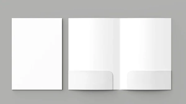 大小两个口袋增强文件夹模拟在灰色背景下隔离 — 图库照片
