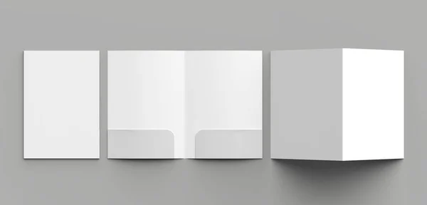 A4 boyutu iki cepler güçlendirilmiş klasör üzerinde izole gri arka plan kadar sahte. 3D çizim