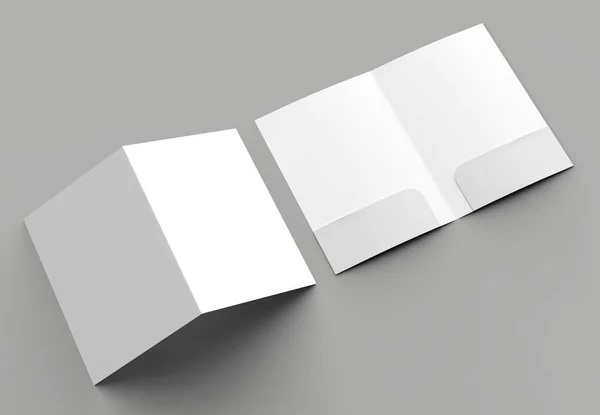 サイズの つのポケットは フォルダーに隔離された灰色の背景モックアップを強化しました イラストレーション — ストック写真