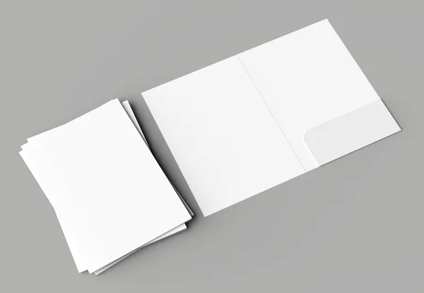 Size Single Pocket Reinforced Folder Mock Isolated Gray Background Illustration — Stock Photo, Image