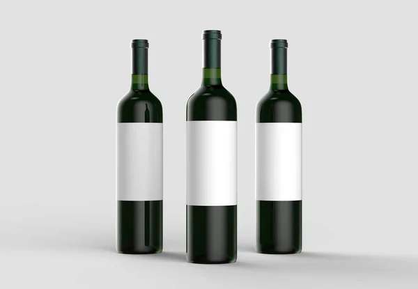 Botella Vino Maqueta Con Etiqueta Blanca Blanco Aislado Sobre Fondo — Foto de Stock
