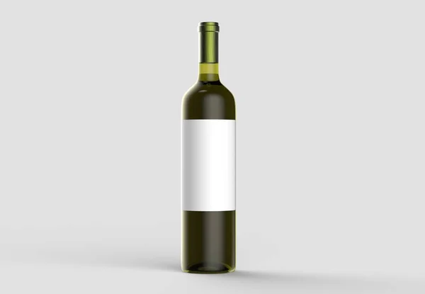 Garrafa Vinho Mock Com Rótulo Branco Branco Isolado Fundo Cinza — Fotografia de Stock