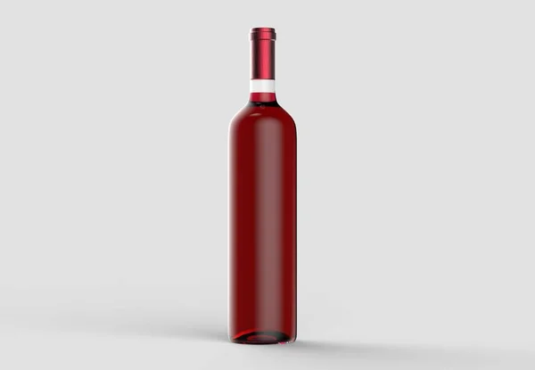 Vinflaska Mock Upp Utan Etikett Isolerad Grå Bakgrund Illustration — Stockfoto