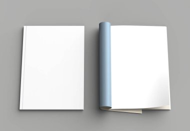 Dergi, broşür veya katalog kadar izole üzerinde gri arka plan dalga geçiyorsunuz. 3D çizim.