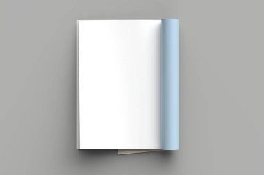 Dergi, broşür veya katalog kadar izole üzerinde gri arka plan dalga geçiyorsunuz. 3D çizim.