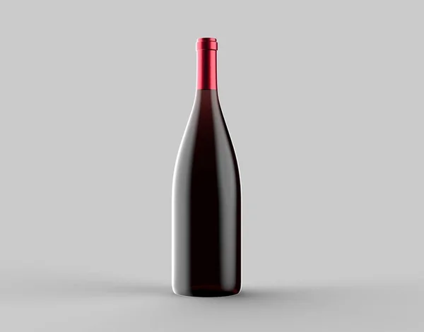 Botella Vino Simulan Aislado Sobre Fondo Gris Claro Ilustración —  Fotos de Stock