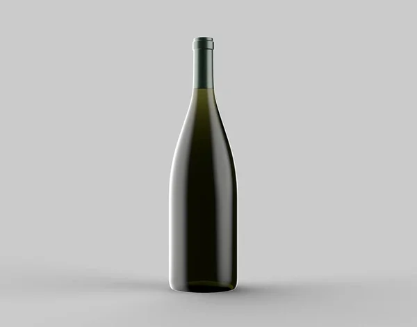 Μπουκάλι Κρασί Ομοίωμα Απομονωμένη Στο Ανοιχτό Γκρι Φόντο Απεικόνιση — Φωτογραφία Αρχείου
