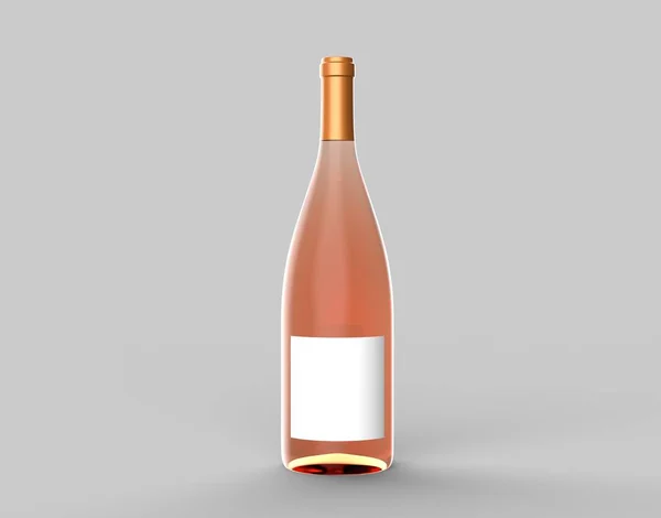 Wine bottle mock up isolated on light gray background. 3D illustration