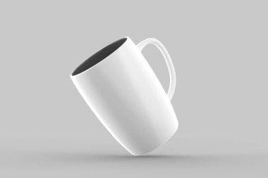 Beyaz kupa izole üzerinde açık gri renkli kadar sahte. 3D çizim