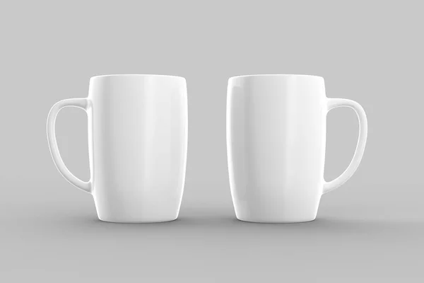 白いマグカップに分離の明るい灰色の背景を模擬 イラストレーション — ストック写真