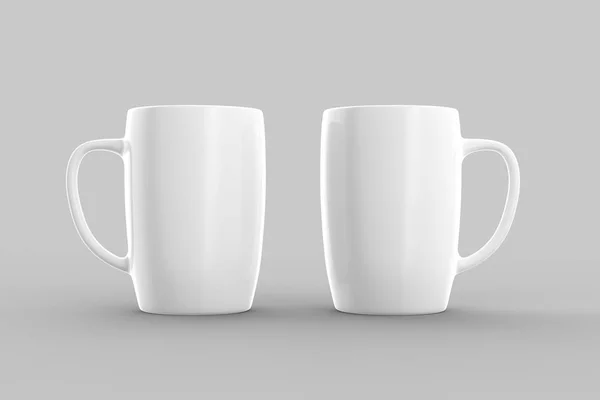 Mug Blanc Mock Isolé Sur Fond Gris Clair Illustration — Photo