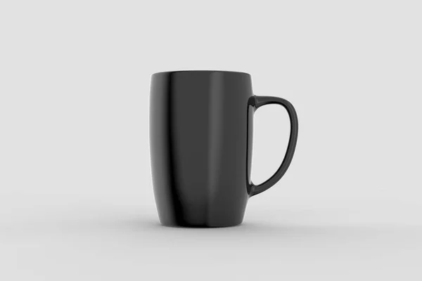 Black Mug Mock Isolated Light Gray Background Illustration — Stock Photo, Image