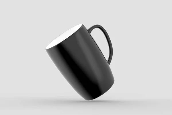 Taza Negra Burlan Aislado Sobre Fondo Gris Claro Ilustración — Foto de Stock