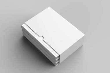 Kitap kabı kitap kadar üzerinde izole yumuşak gri arka plan sahte. 3D çizim.