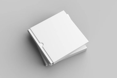 Alay kadar yumuşak gri arka plan üzerinde izole kare kitap kabı kitap. 3D çizim.