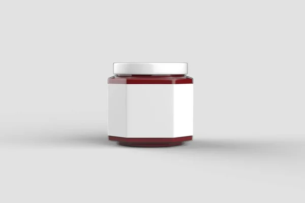 Ketchup Jar Elszigetelt Lágy Szürke Háttér Fehér Címkével Kis Méret — Stock Fotó