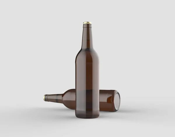 Flaska Mock Upp Isolerade Mjuk Grå Bakgrund Illustration — Stockfoto