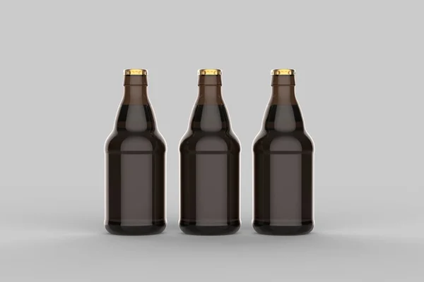 Garrafa Cerveja Mock Isolado Fundo Cinza Macio Ilustração — Fotografia de Stock