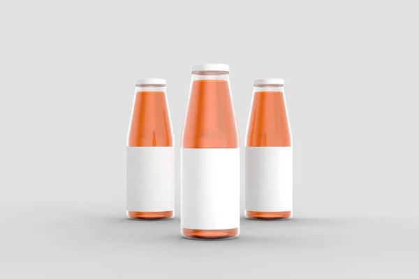 Juice bottle mock up isolated on soft gray background. 3D illustration
