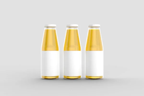 Juice bottle mock up isolated on soft gray background. 3D illustration