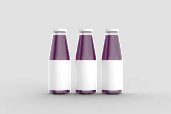 Juice bottle mock up isolated on soft gray background. 3D illustration