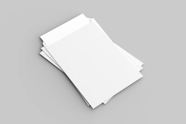 C4 zarf üzerinde izole yumuşak gri arka plan sahte. 3D çizim.