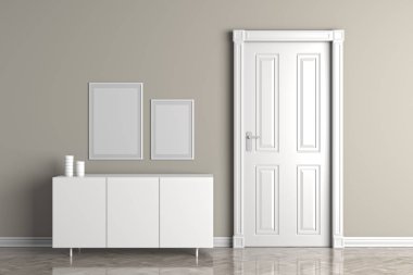 Poster çerçevesi İskandinav tarzı hipster iç alay. 3D çizim