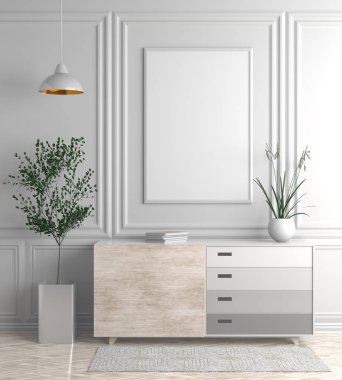 Poster çerçevesi İskandinav tarzı hipster iç alay. 3D çizim