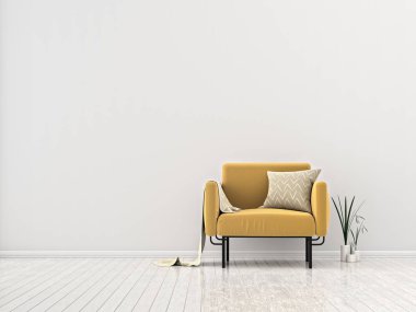 Modern oturma odası koltuk ile. İskandinav tarzı iç tasarım. 3D çizim