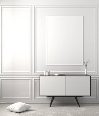 Poster çerçevesi İskandinav tarzı hipster iç alay. 3D çizim