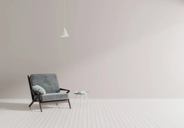 Kamar Modern Minimalis Dengan Kursi Berlengan Desain Interior Bergaya Skandinavia — Stok Foto