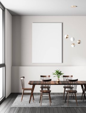 Poster çerçevesi modern yemek odasında alay. İskandinav tarzı d