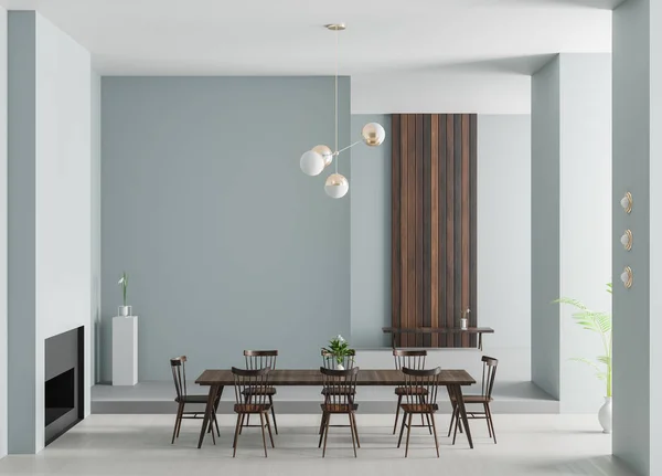 Espaçosa sala de jantar de luxo com lareira. Moderno minimalista di — Fotografia de Stock