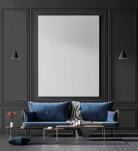 Mock up verlichte wissellijst in Scandinavische stijl interieur. Minimalist — Stockfoto